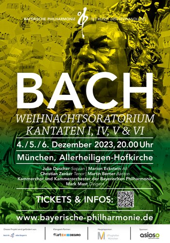 Bach Weihnachtsoratorium, 4. Dezember 2023, 20 Uhr, Allerheiligen-Hofkirche, München